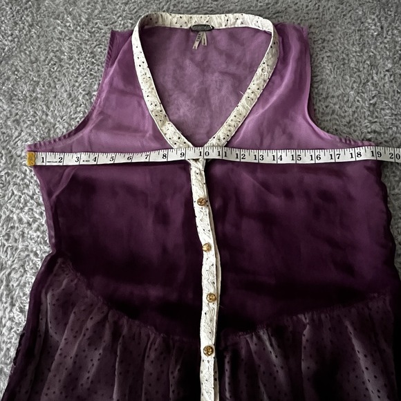 Sheer Ombre Shirt Sz L Gathered Layered Polka Dot Lace Back Blouse Fairy Grunge - Picture 10 of 14